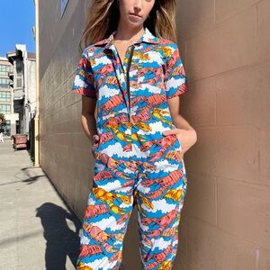 Nooworks Coverall Jumpsuit in Lobster Dream - NWT